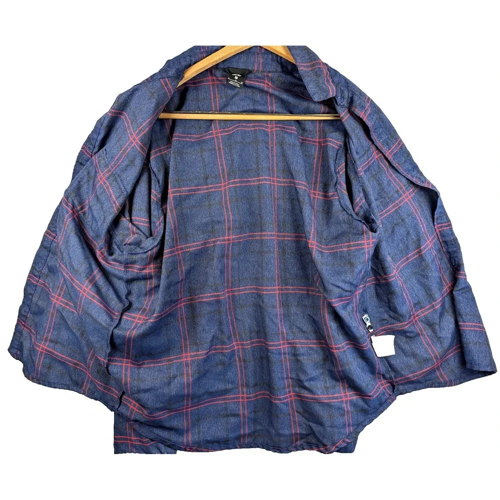 Vintage Nike SB XL Skateboard Button Shirt Long Sleeve Red Blue Plaid Flannel